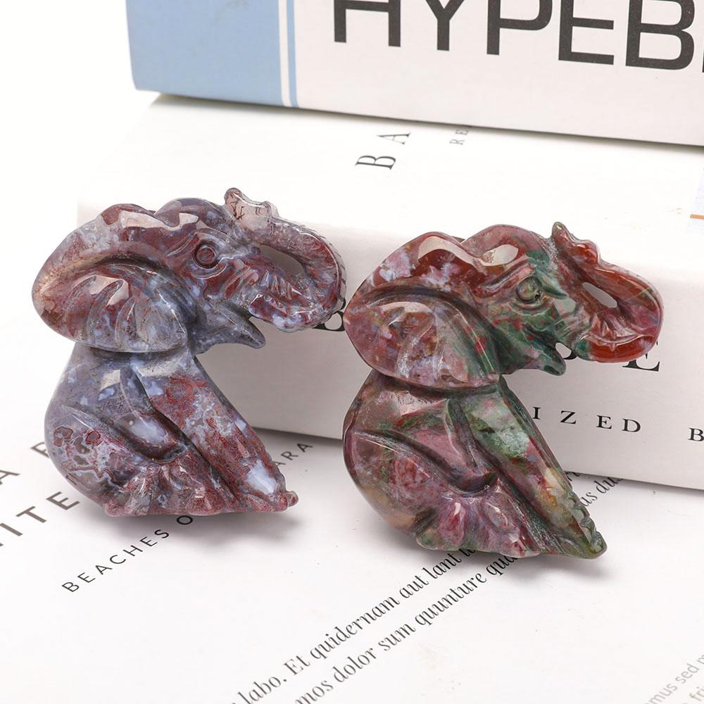 2" Ocean Jasper Elephant Carvings Wholesale Crystals