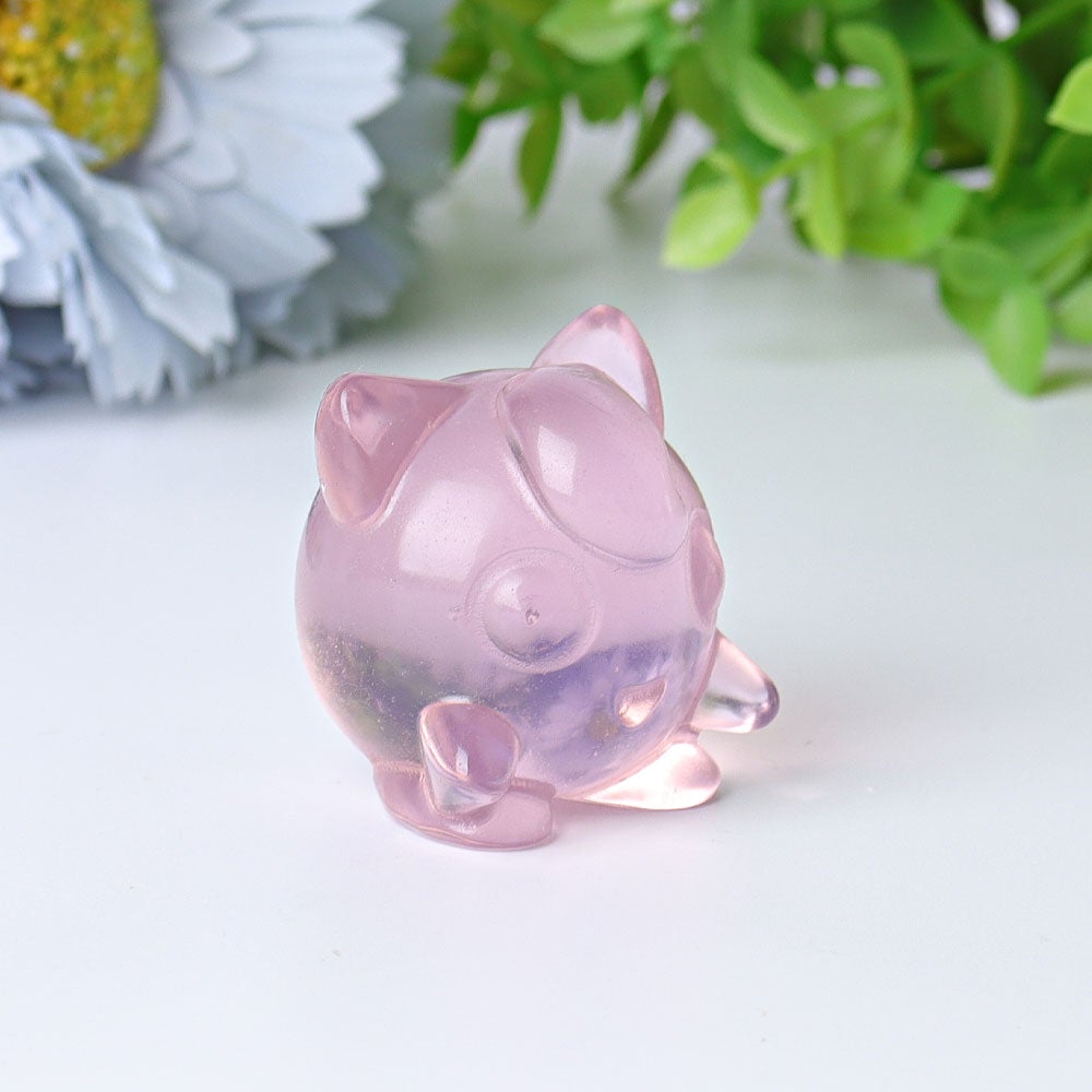 1.6" Pink Opalite Jiggly Puff Crystal Carvings Wholesale Crystals