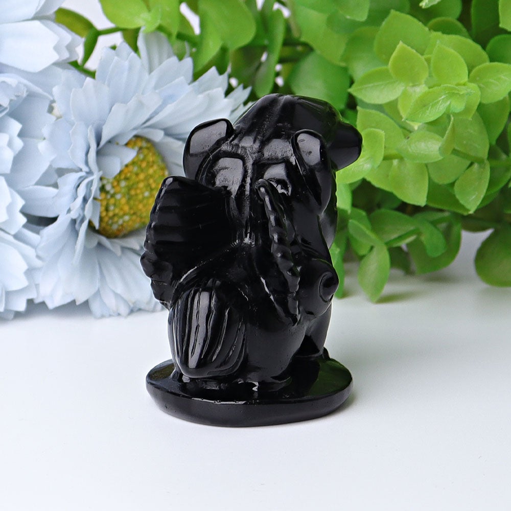 2.3" Black Obsidian Unicorn Crystal Carvings Wholesale Crystals