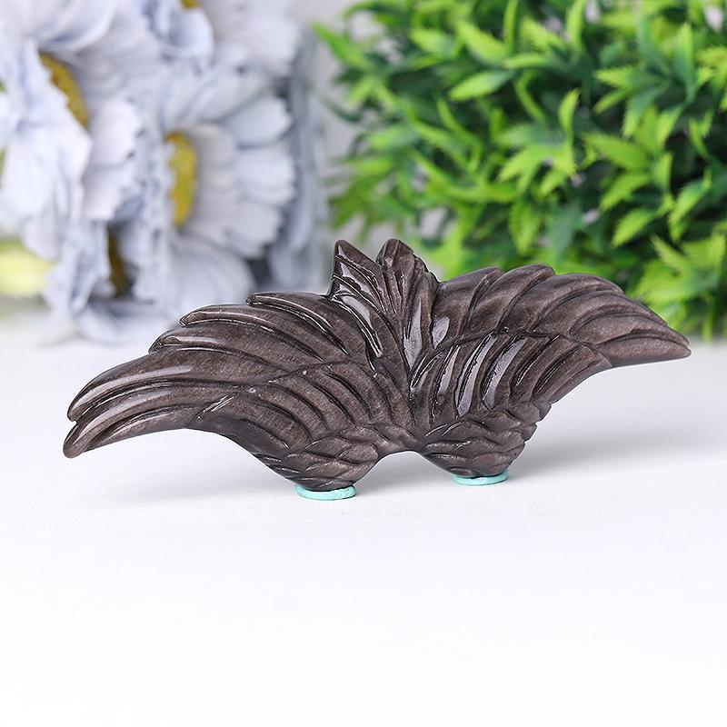 5.2" Silver Obsidian Wing Carving Wholesale Crystals
