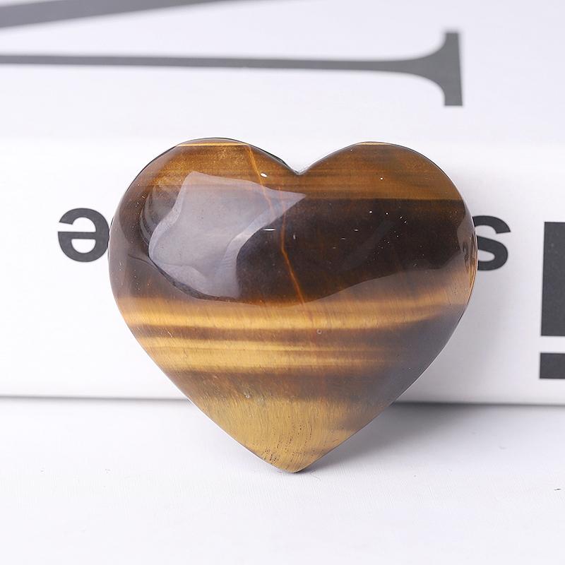 2" Tiger's Eye Heart Crystal Carvings Wholesale Crystals