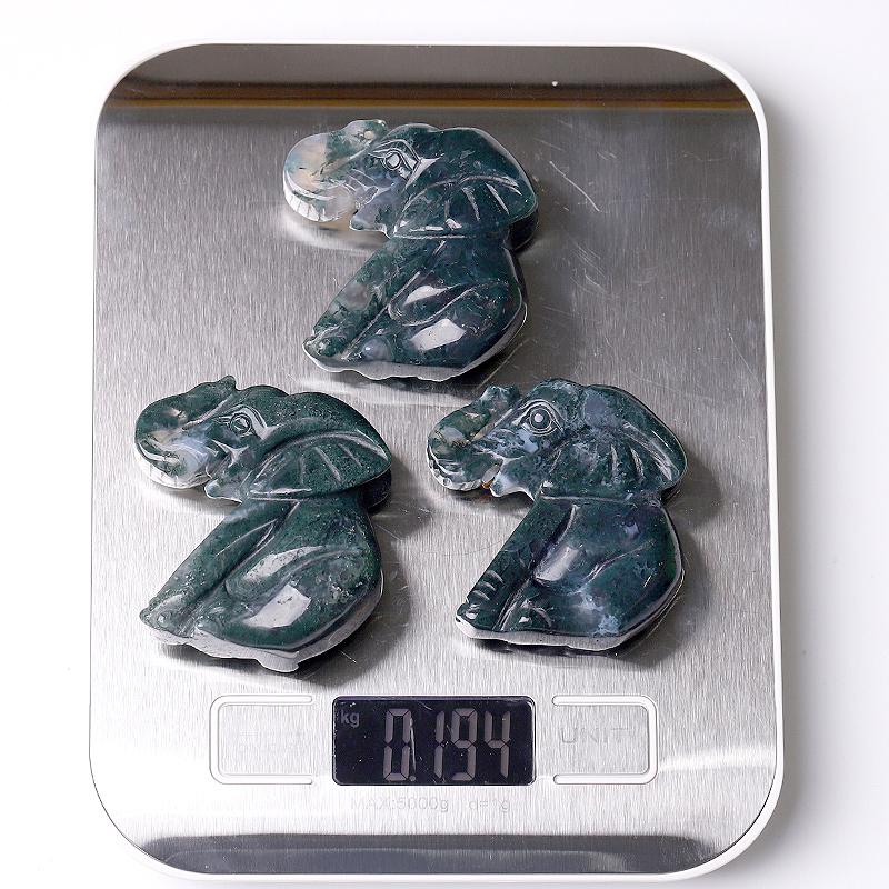 2" Moss Agate Elephant Crystal Carvings Wholesale Crystals