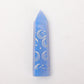 Blue Opalite Point with Laser Engraved Pattern Wholesale Crystals