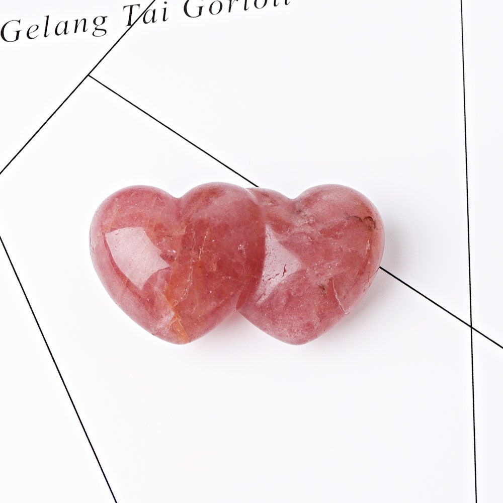 2.3" Strawberry Double Heart Crystal Carvings Wholesale Crystals
