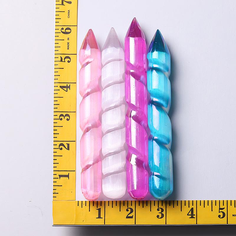 6" Aura Spiral Selenite Wand Wholesale Crystals