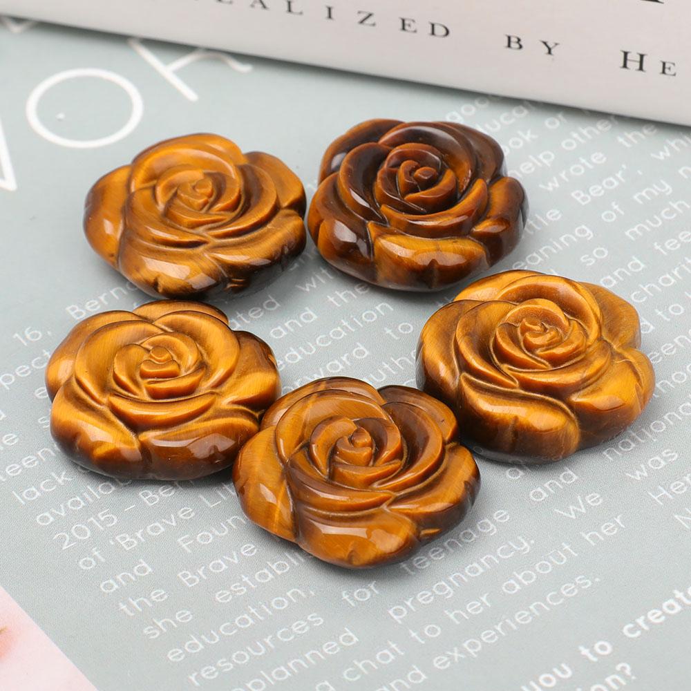 Undrilled Tiger Eye Rose Shape Pendants Wholesale Crystals