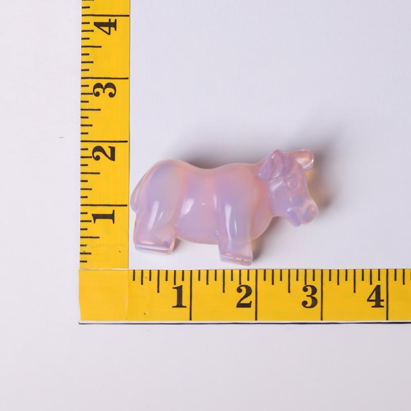 3" Pink Opalite Cow Hand Carving Healing Crystal Carving Wholesale Crystals