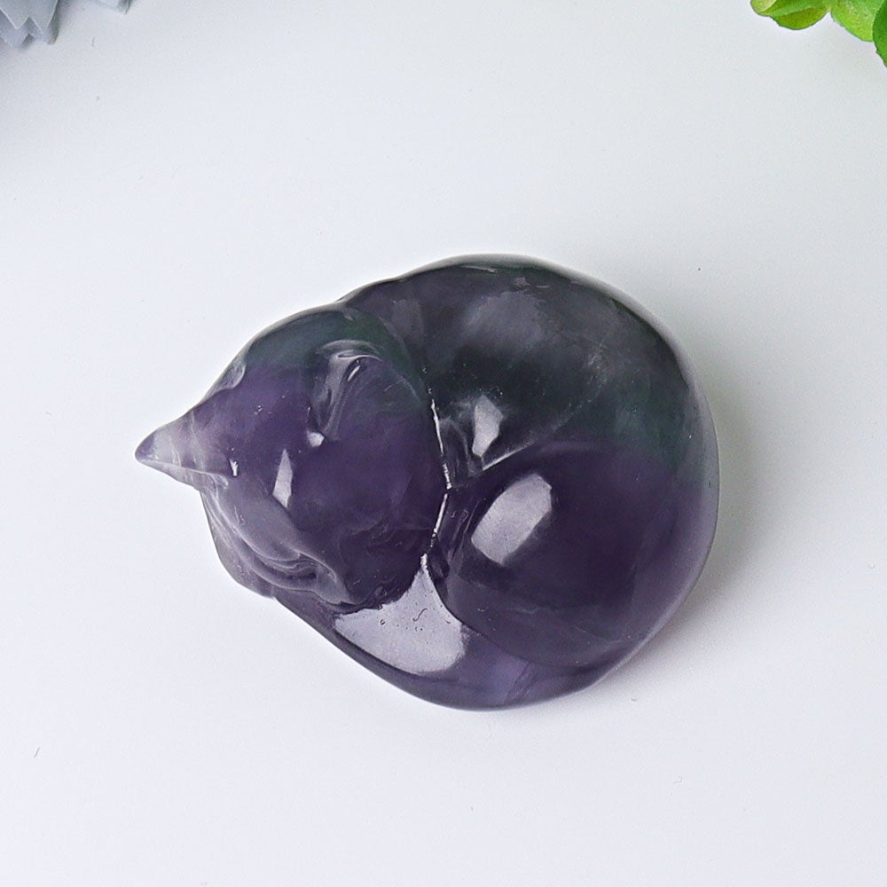 2" Fluorite Sleeping Cat Crystal Carvings Wholesale Crystals