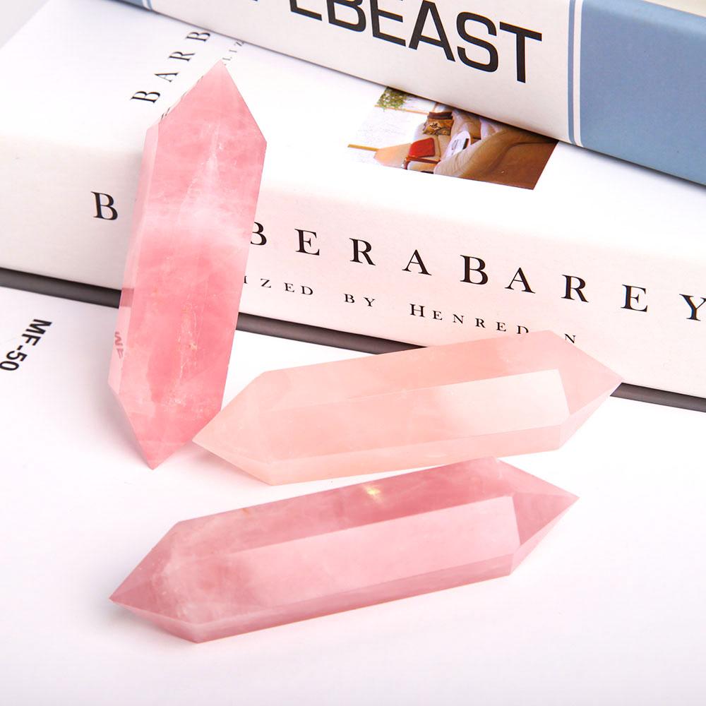 Set of 3 Rose Quartz Double Terminated Crystal Point Wholesale Crystals