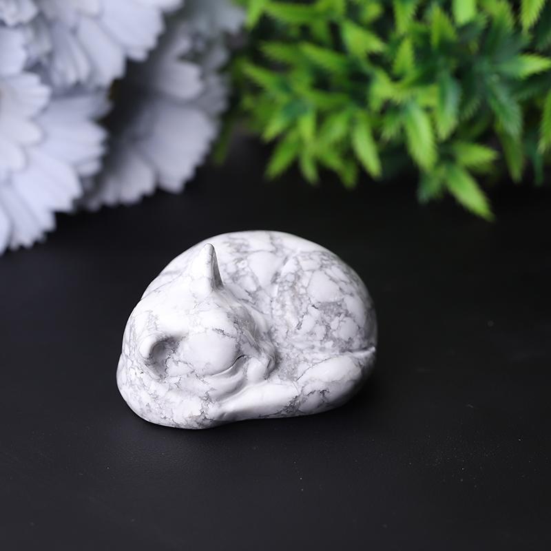 2.1" Howlite Sleepy Cat Crystal Carvings Wholesale Crystals