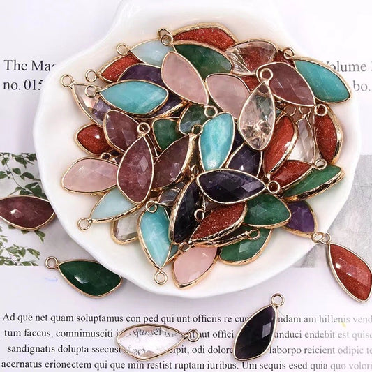 25mm Irregular Water Drop Shape Crystal Pendant with Golden Rim Wholesale Crystals