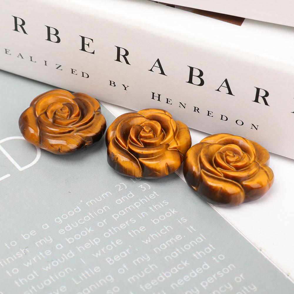 Undrilled Tiger Eye Rose Shape Pendants Wholesale Crystals