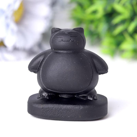 2" Black Obsidian Snorlax Crystal Carvings Wholesale Crystals