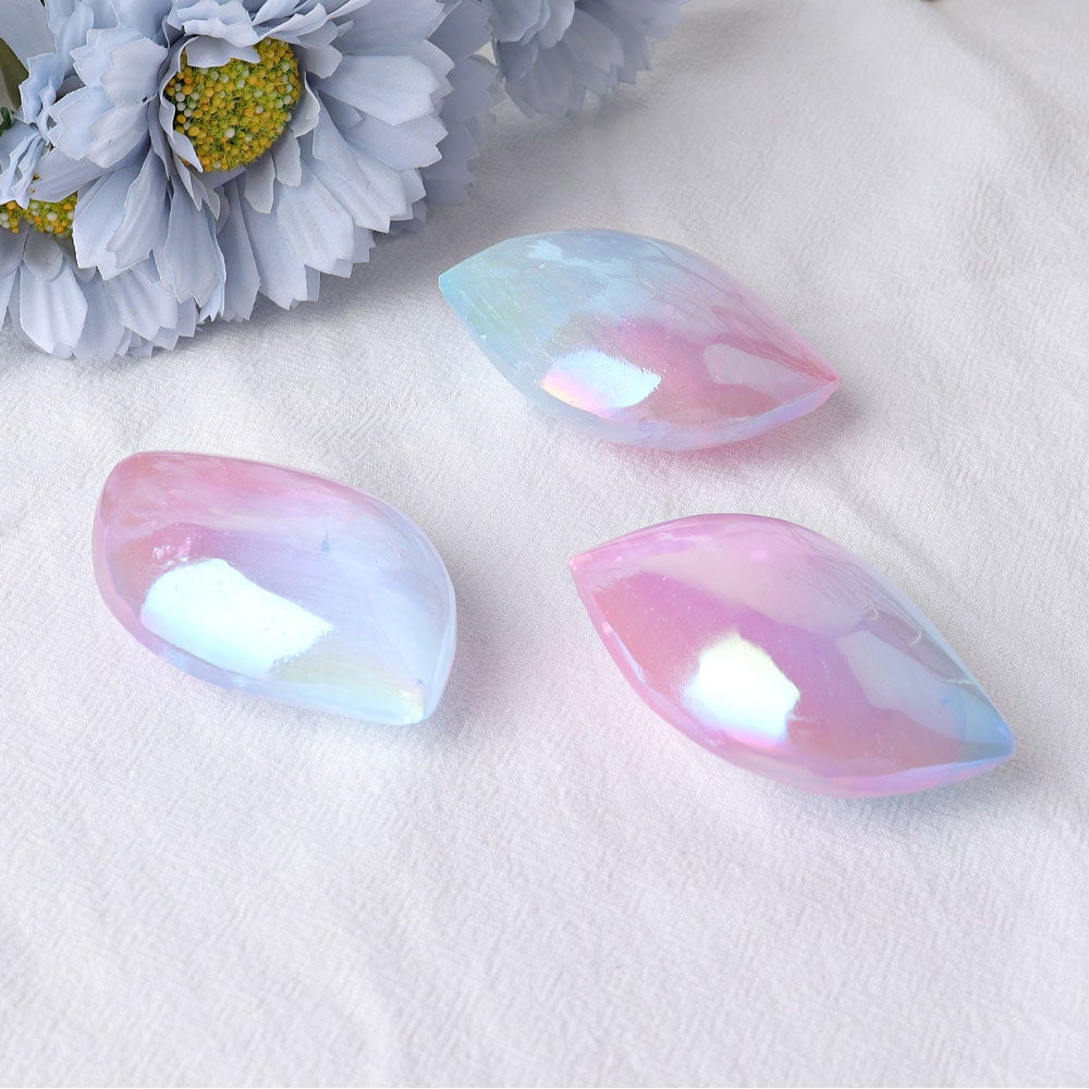 2.6" Selenite Aura Angel Crystal Palm Stone Wholesale Crystals