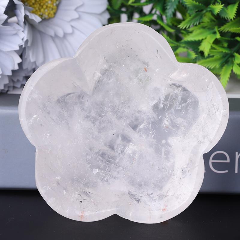3.5" Clear Quartz Flower Shape Bowl Crystal Carvings Wholesale Crystals