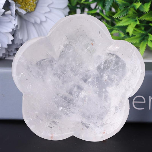 3.5" Clear Quartz Flower Shape Bowl Crystal Carvings Wholesale Crystals
