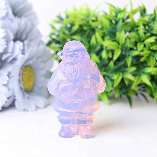 3" Pink Opalite Santa Claus Crystal Carvings for Christmas Wholesale Crystals
