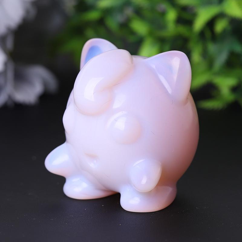 2" Pink Opalite Jigglypuff Carving Figurine Healing Decoration Wholesale Crystals