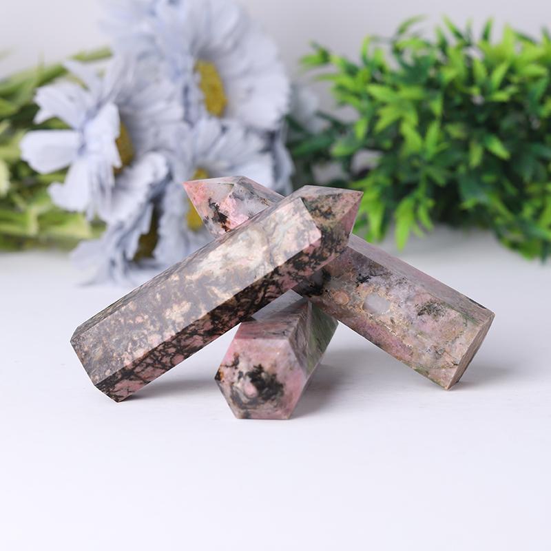 Wholesale Natural Crystal Spiritual Healing Stones Rhodonite Point Tower for Decoration Wholesale Crystals