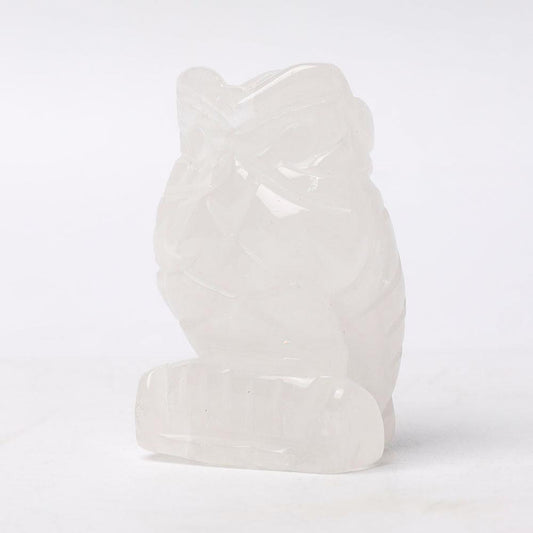 2.0" Clear Quartz Owl Figurine Crystal Carvings Wholesale Crystals