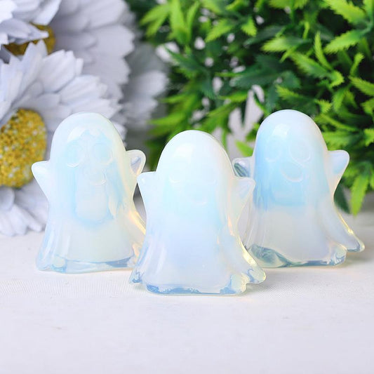 1.8" Opalite Ghost Crystal Carvings for Halloween Wholesale Crystals