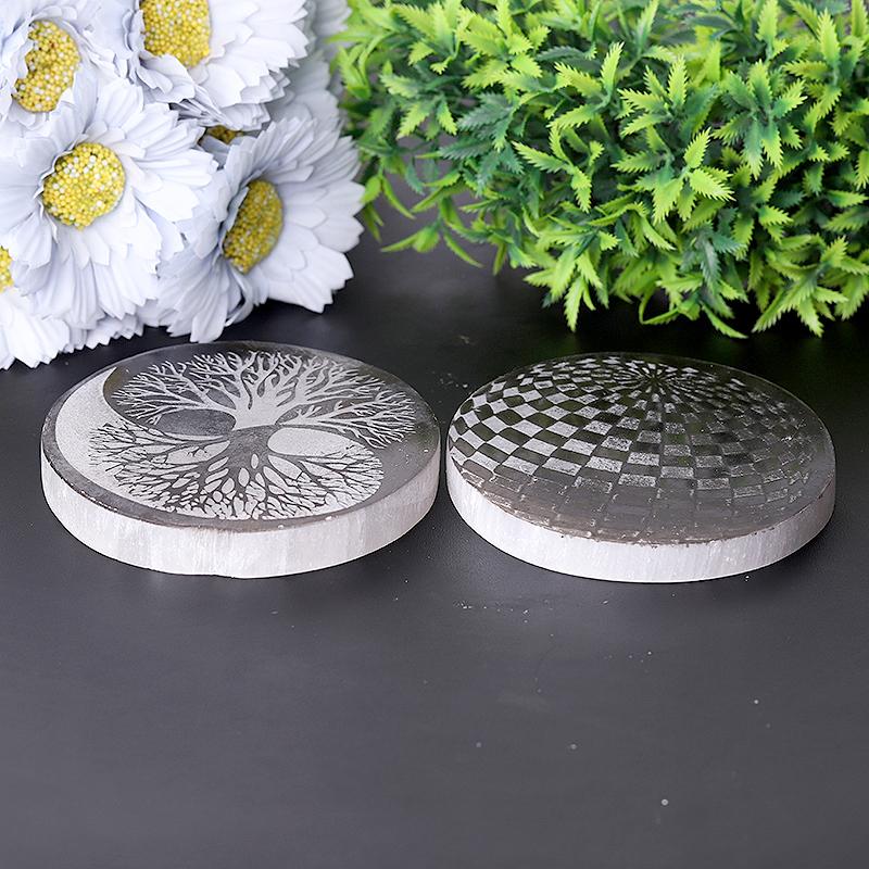 4" Selenite Plate with Print Wholesale Crystals