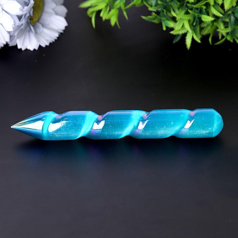 6" Aura Spiral Selenite Wand Wholesale Crystals