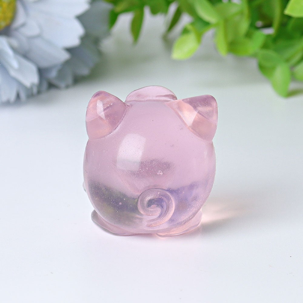 1.6" Pink Opalite Jiggly Puff Crystal Carvings Wholesale Crystals