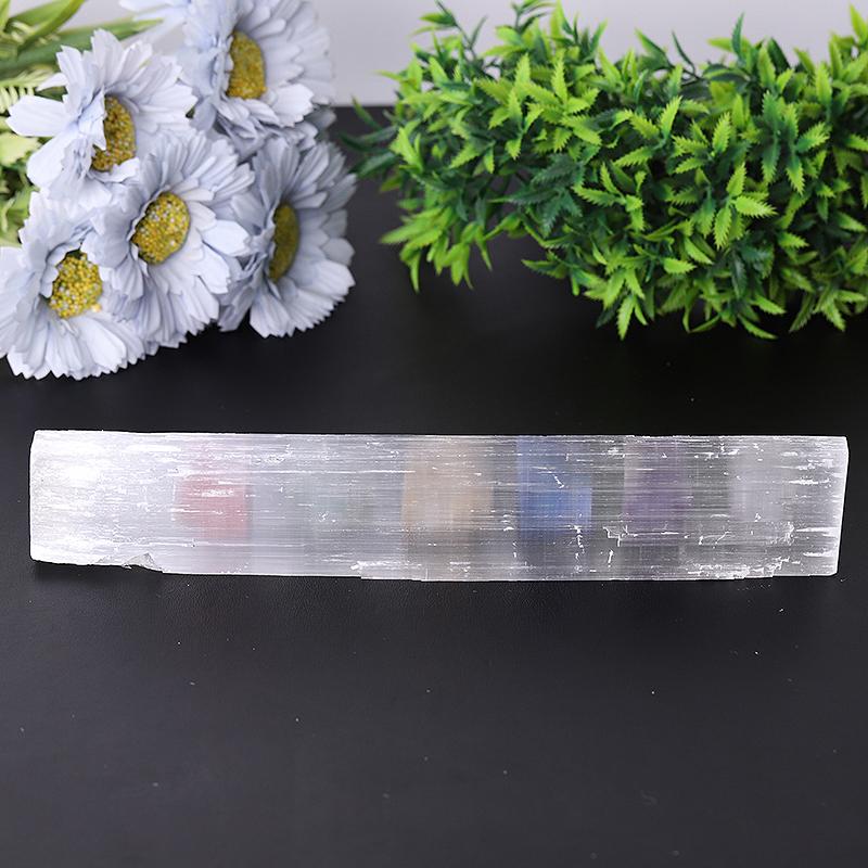 9" Chakra Selenite Stick with Crystal Raw Stone Wholesale Crystals