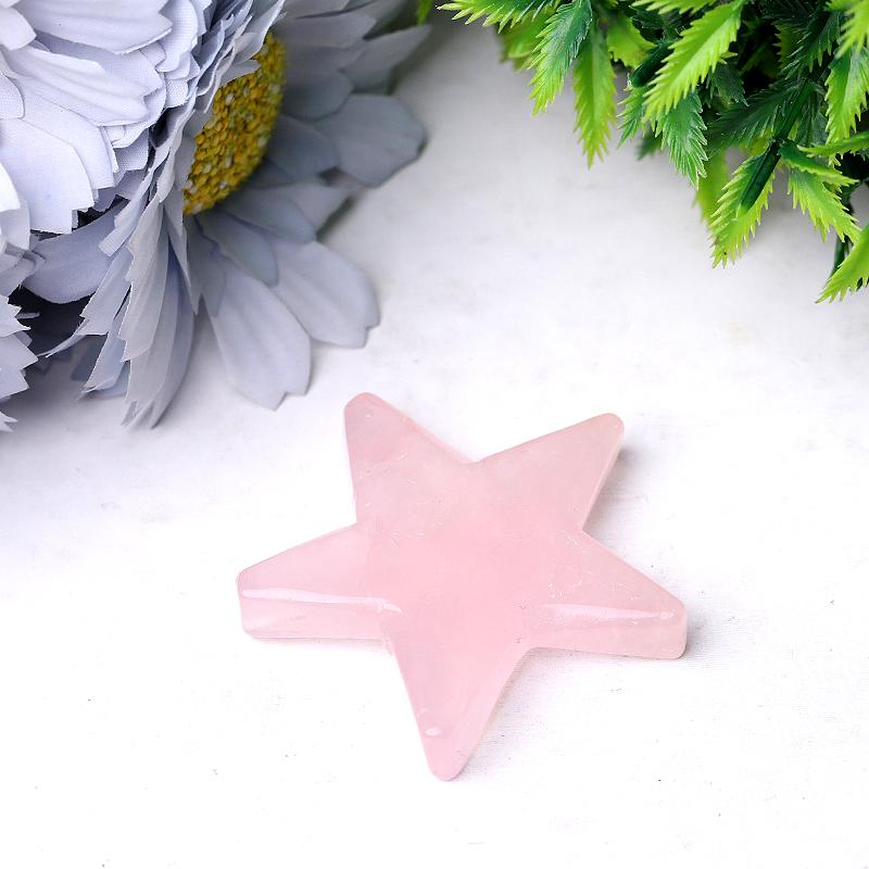 2" Rose Quartz Star Crystal Carvings Wholesale Crystals