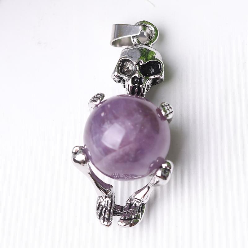 Wholesale Silver Skeleton Wrapped Round Ball Crystal Pendant Wholesale Crystals