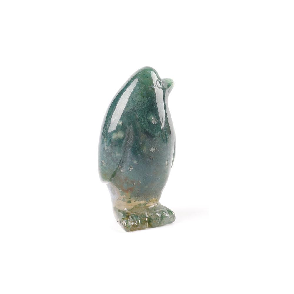 2" Moss Agate Crystal Carving Penguin Free Form Wholesale Crystals