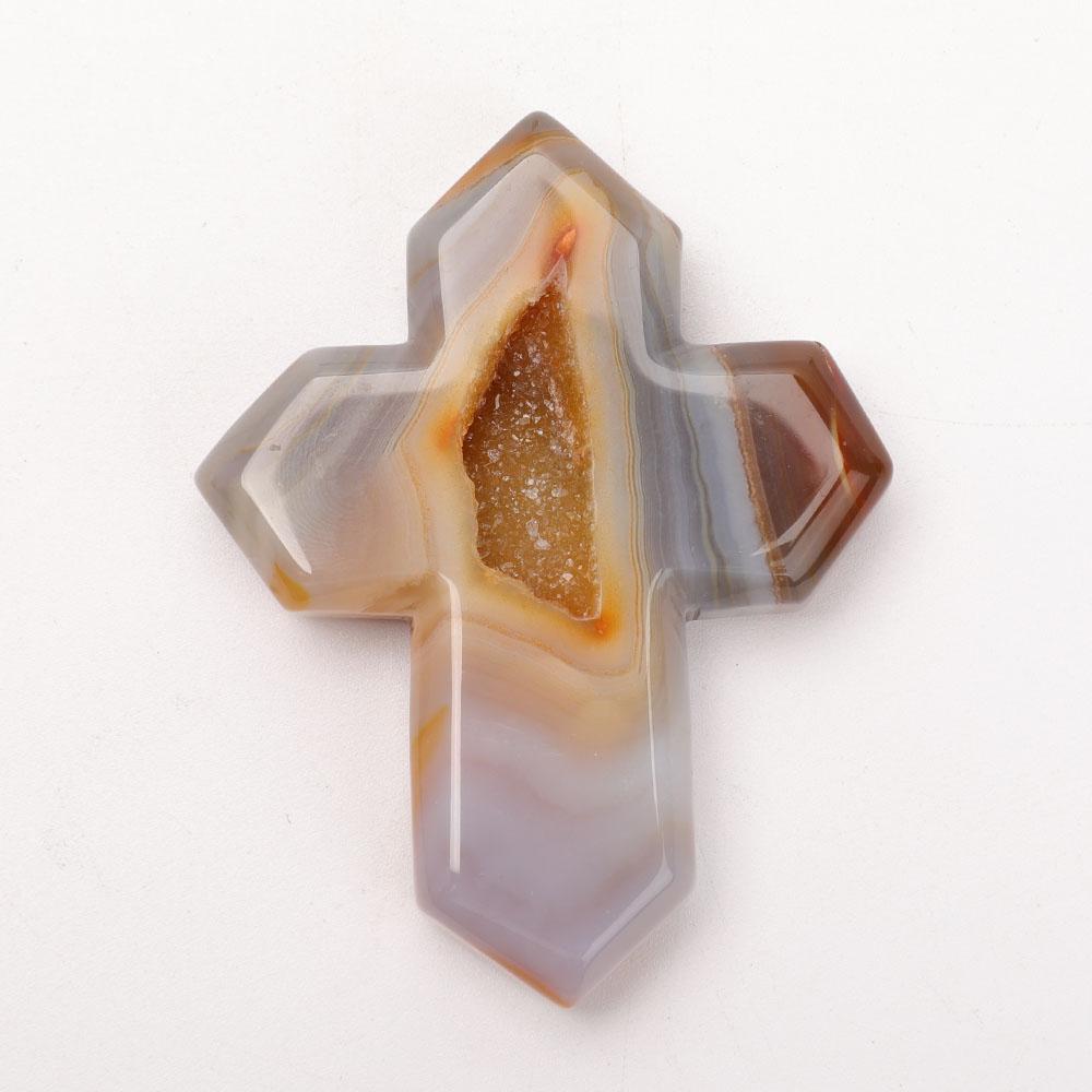 Hand Carved Druzy Agate Cross Wholesale Crystals