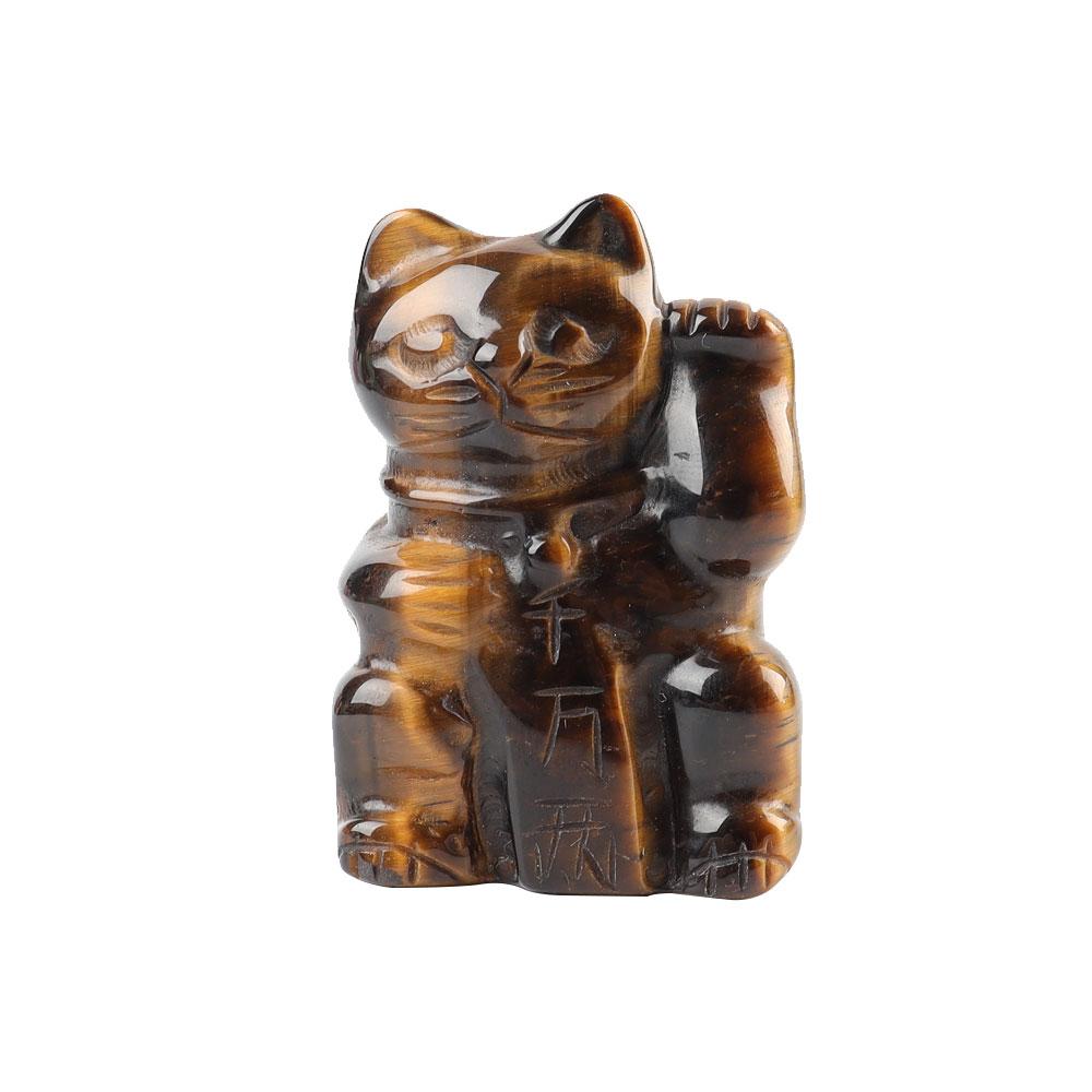 2" Tiger Eye Crystal Carving Lucky Cat Wholesale Crystals