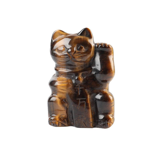2" Tiger Eye Crystal Carving Lucky Cat Wholesale Crystals