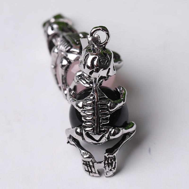 Wholesale Silver Skeleton Wrapped Round Ball Crystal Pendant Wholesale Crystals