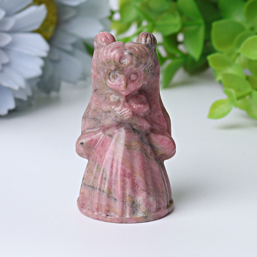 2.3" Rhodonite Princess Serenity Crystal Carvings Wholesale Crystals