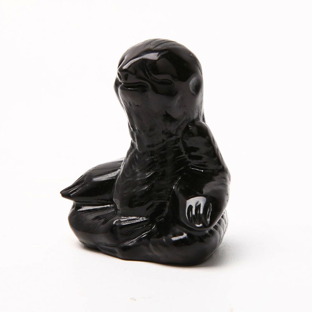 Black Obsidian Hand Carved Sloth Wholesale Crystals