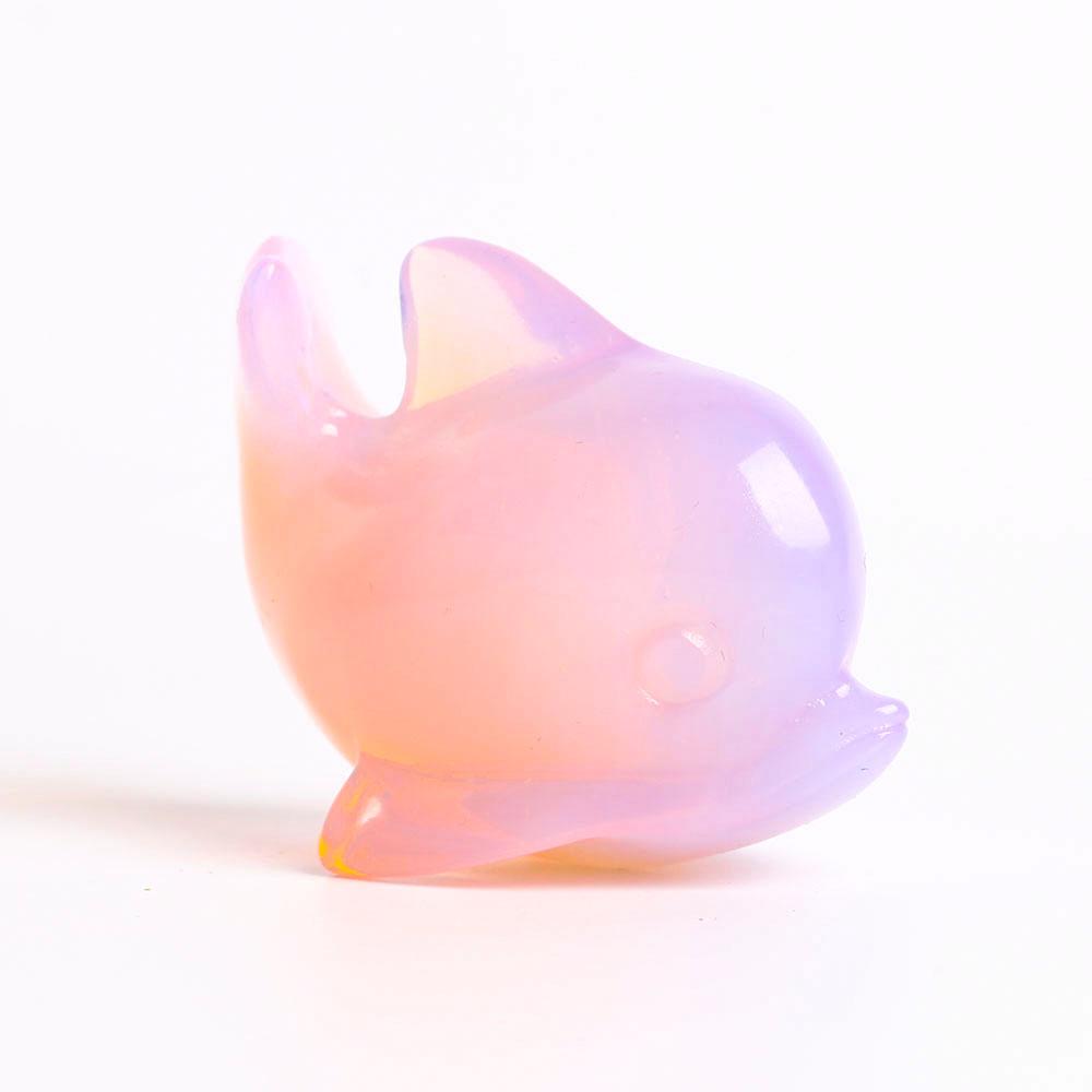 Pink Opalite Dolphin Carving Decoration Wholesale Crystals