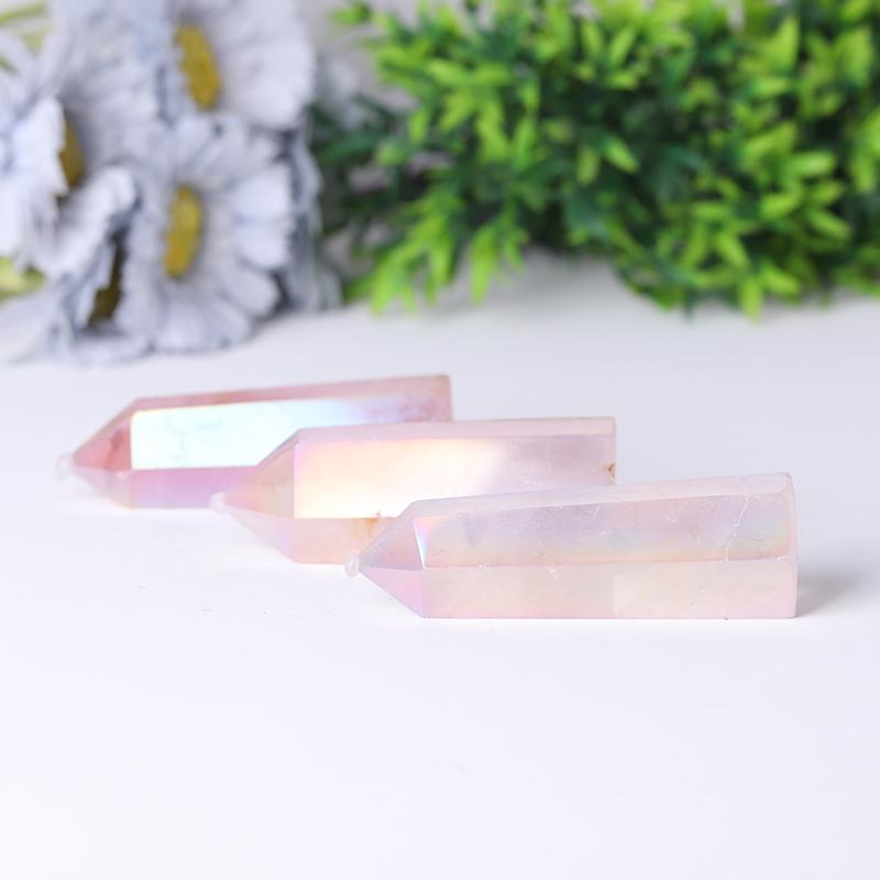 Wholesale High Quality Reiki Beautiful Angel Aura Rose Quartz Point Healing Stone Narural Crystal Tower Wholesale Crystals