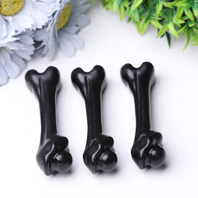 4" Black Obsidian Bone Crystal Carvings Wholesale Crystals