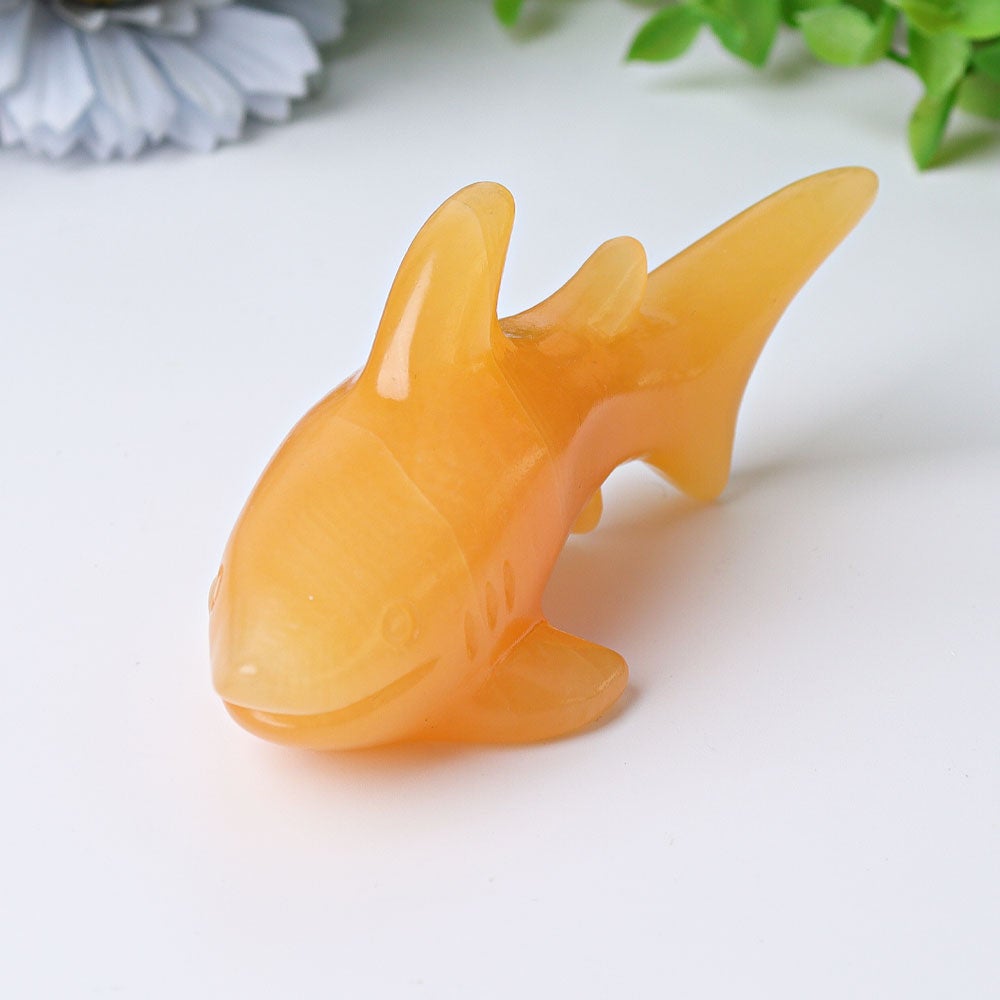 4" Honey Calcite Shark Crystal Carvings Wholesale Crystals