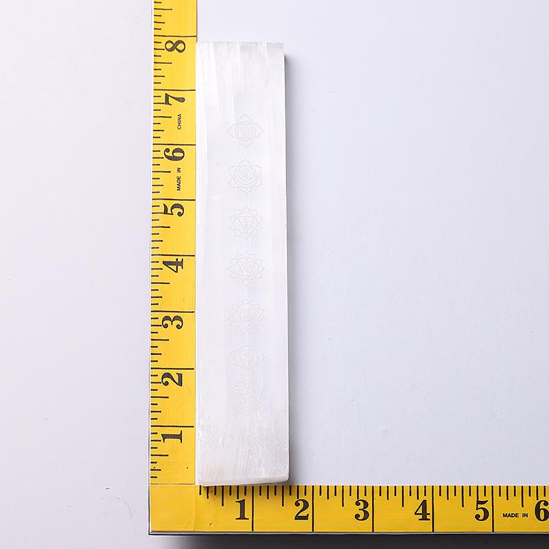 7.5" Selenite Stick Wand with Laser Engraved Chakra Pattern Wholesale Crystals