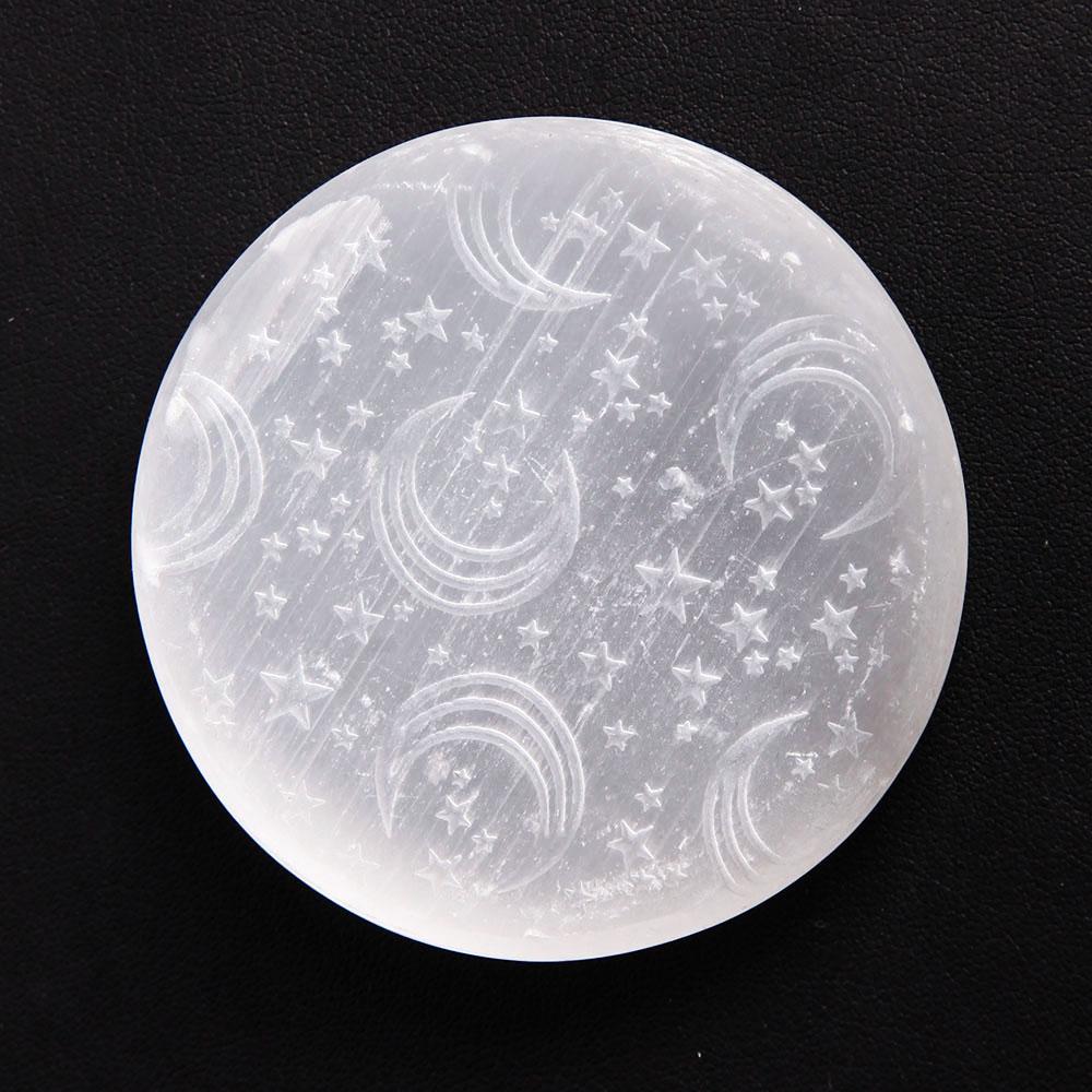 Laser Carving Selenite Palm Stone Wholesale Crystals