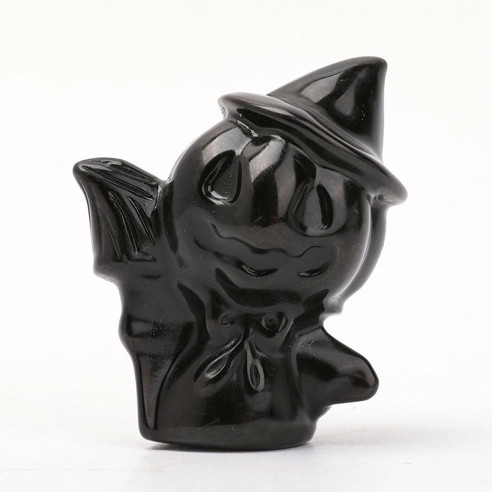 Black Obsidian Pumpkin Wizard Carvings Wholesale Crystals