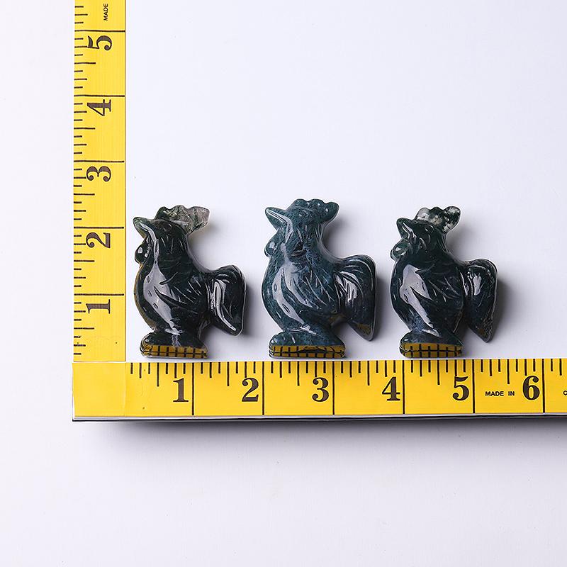 2" Moss Agate Rooster Crystal Carvings Wholesale Crystals