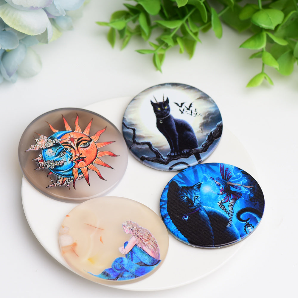 2.1" Agate Slice with Printing  Wholesale Crystals