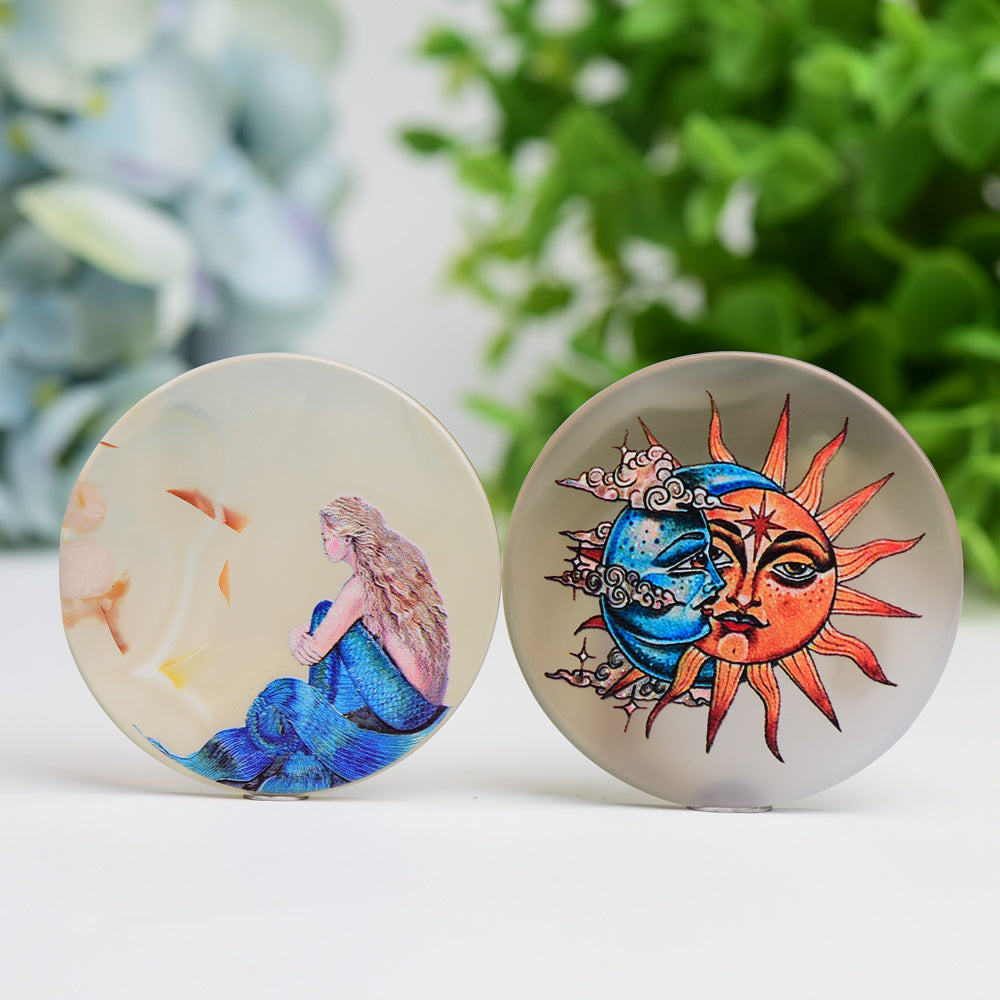 2.1" Agate Slice with Printing  Wholesale Crystals