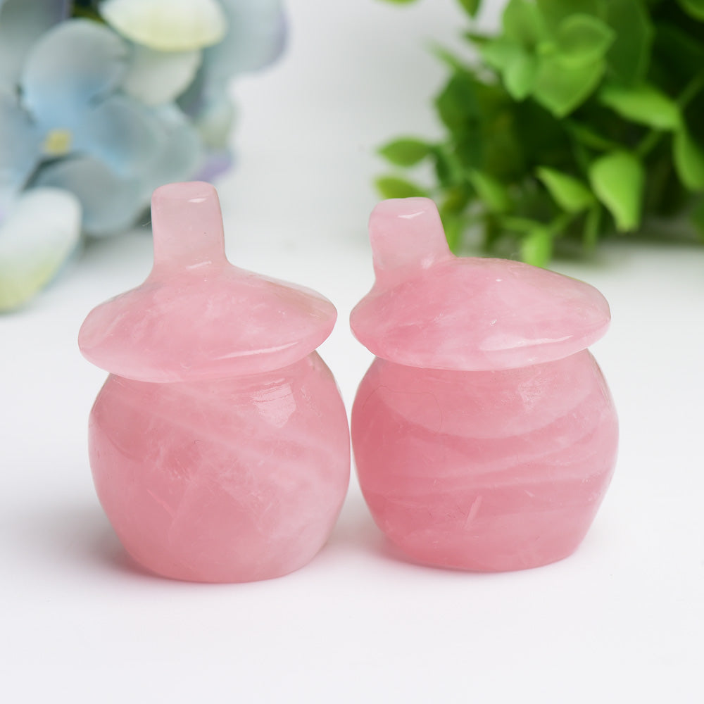 2.1" Rose Quartz Mushroom House Crystal Carving Bulk Wholesale  Wholesale Crystals