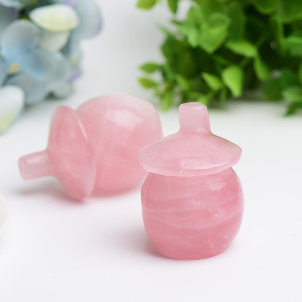 2.1" Rose Quartz Mushroom House Crystal Carving Bulk Wholesale  Wholesale Crystals